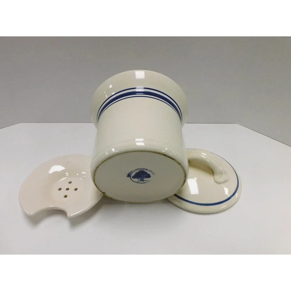 Heritage Mint Ltd Stoneware Butter Crock Pineapple Navy Blue Cream DW702